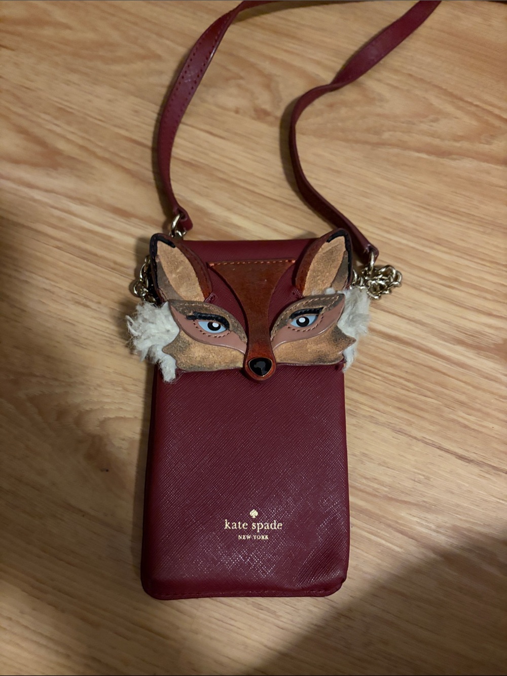 kate spade burgundy fox crossbody phone bag